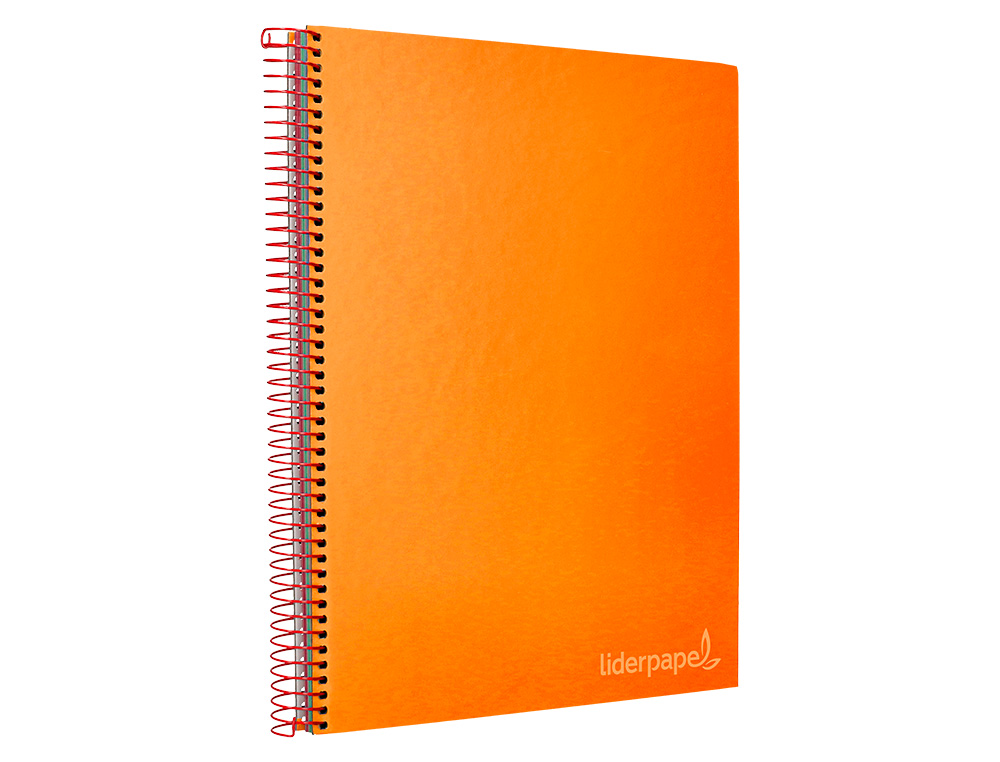 CUADERNO ESPIRAL LIDERPAPEL A4 MICRO JOLLY TAPA FORRADA 140H 75 GR CUADRO 5MM 5 BANDAS4 TALADROS COLOR NARANJA