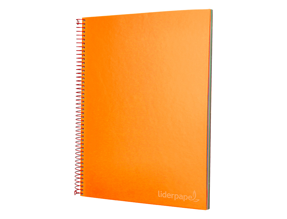 CUADERNO ESPIRAL LIDERPAPEL A4 MICRO JOLLY TAPA FORRADA 140H 75 GR CUADRO 5MM 5 BANDAS4 TALADROS COLOR NARANJA