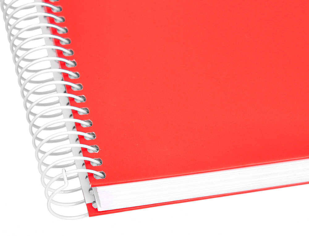 CUADERNO ESPIRAL LIDERPAPEL A4 MICRO CRAFTY TAPA FORRADA 120H 90 GR CUADRO 5 MM 5 BANDAS 4 COLORES COLOR ROJO