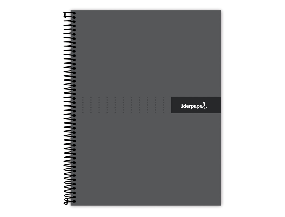 CUADERNO ESPIRAL LIDERPAPEL A4 MICRO CRAFTY TAPA FORRADA 120H 90 GR CUADRO 5 MM 5 BANDAS 4 COLORES COLOR NEGRO