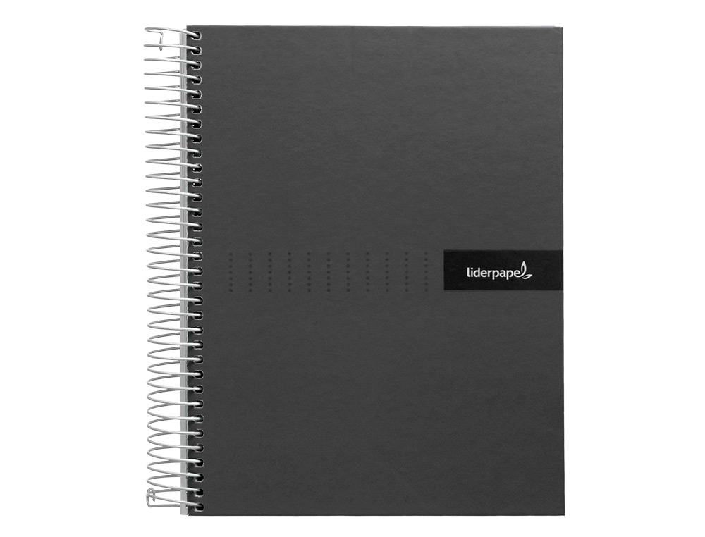 CUADERNO ESPIRAL LIDERPAPEL A4 MICRO CRAFTY TAPA FORRADA 120H 90 GR CUADRO 5 MM 5 BANDAS 4 COLORES COLOR NEGRO