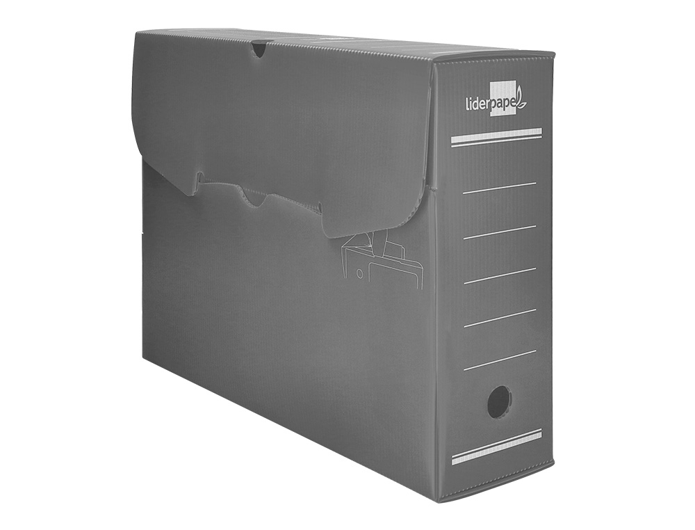 CAJA ARCHIVO DEFINITIVO PLASTICO LIDERPAPEL GRIS 387X275X105 MM