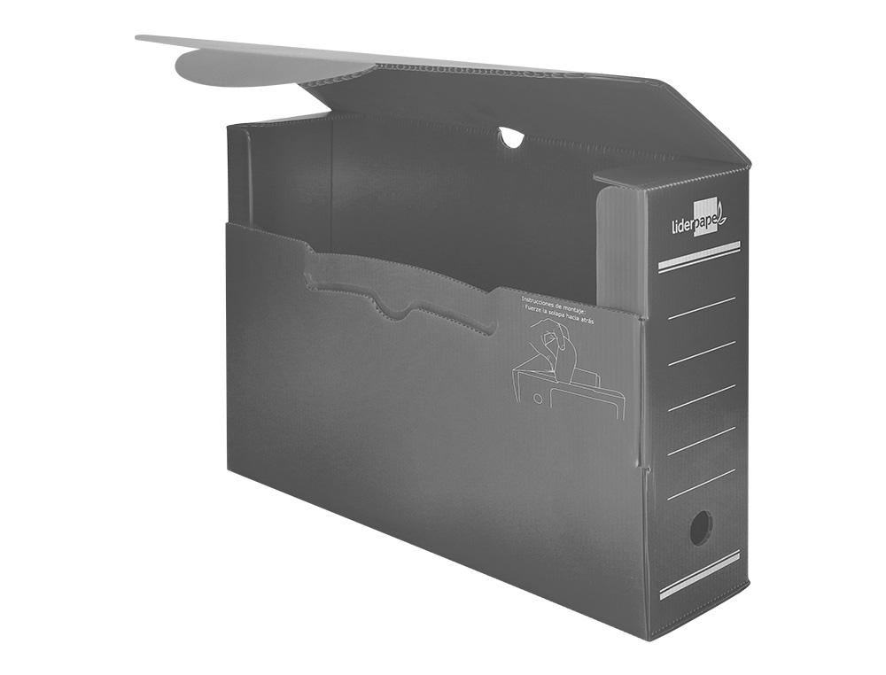 CAJA ARCHIVO DEFINITIVO PLASTICO LIDERPAPEL GRIS 387X275X105 MM