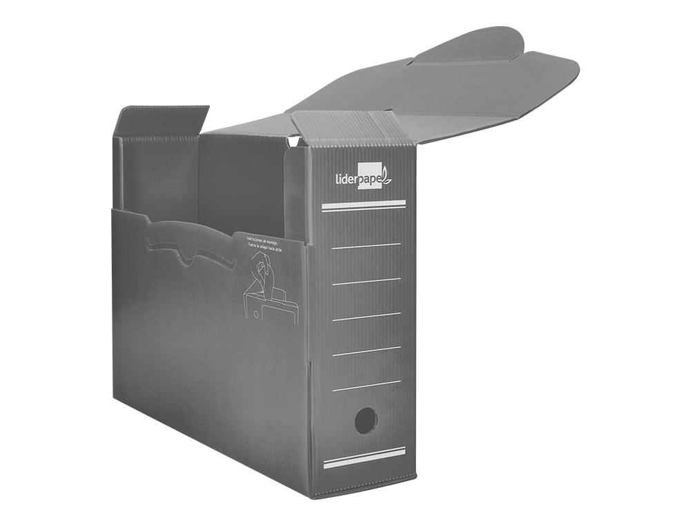 CAJA ARCHIVO DEFINITIVO PLASTICO LIDERPAPEL GRIS 387X275X105 MM