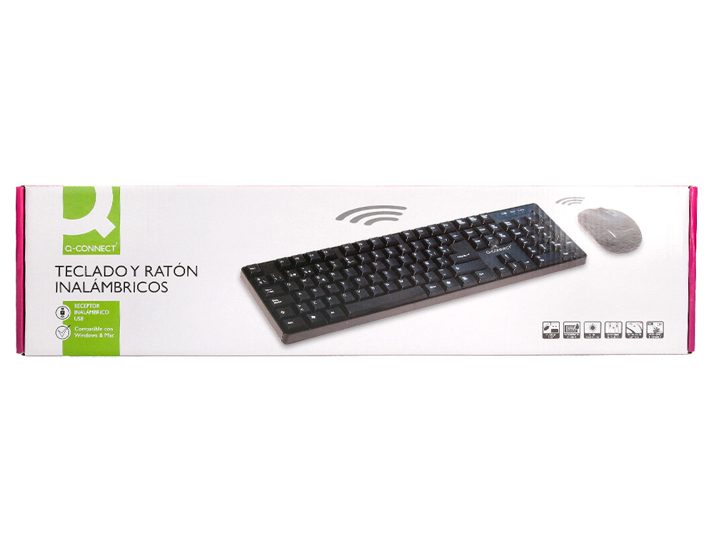 SET TECLADO + RATON INALAMBRICO Q-CONNECT 2.4G NEGRO COMPATIBLE WINDOWS