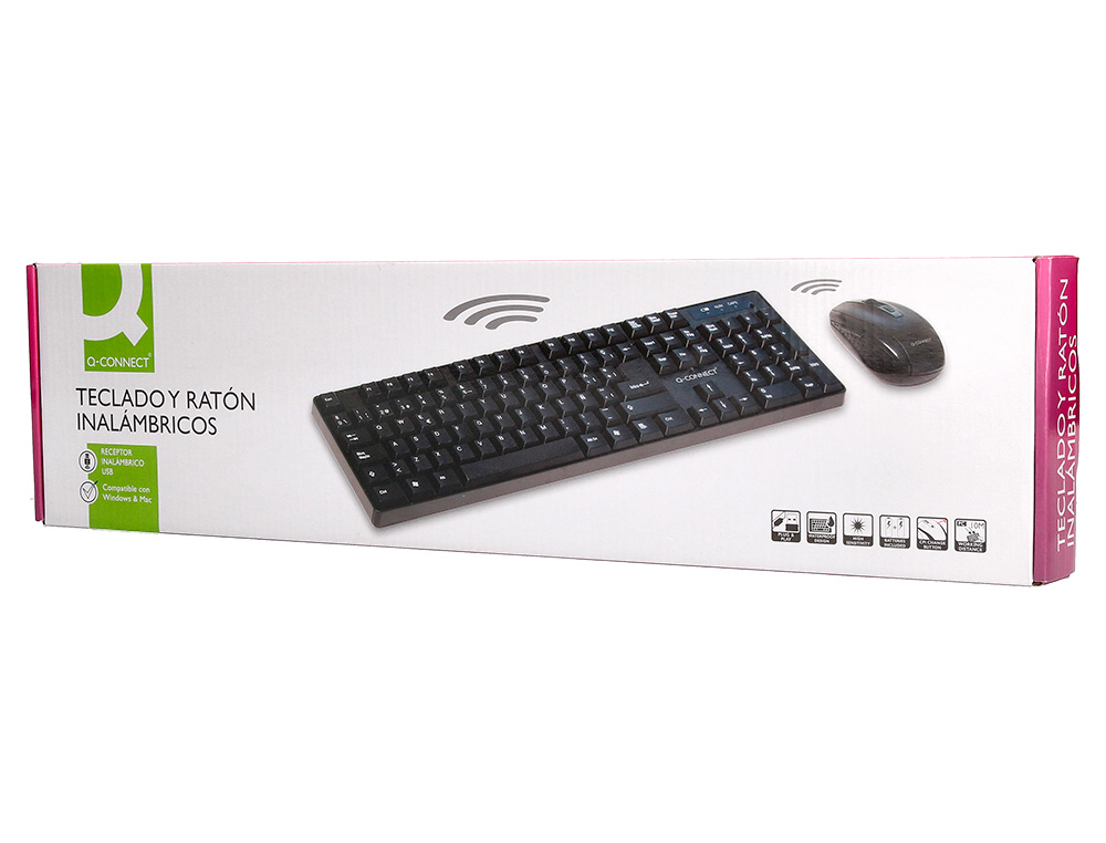 SET TECLADO + RATON INALAMBRICO Q-CONNECT 2.4G NEGRO COMPATIBLE WINDOWS