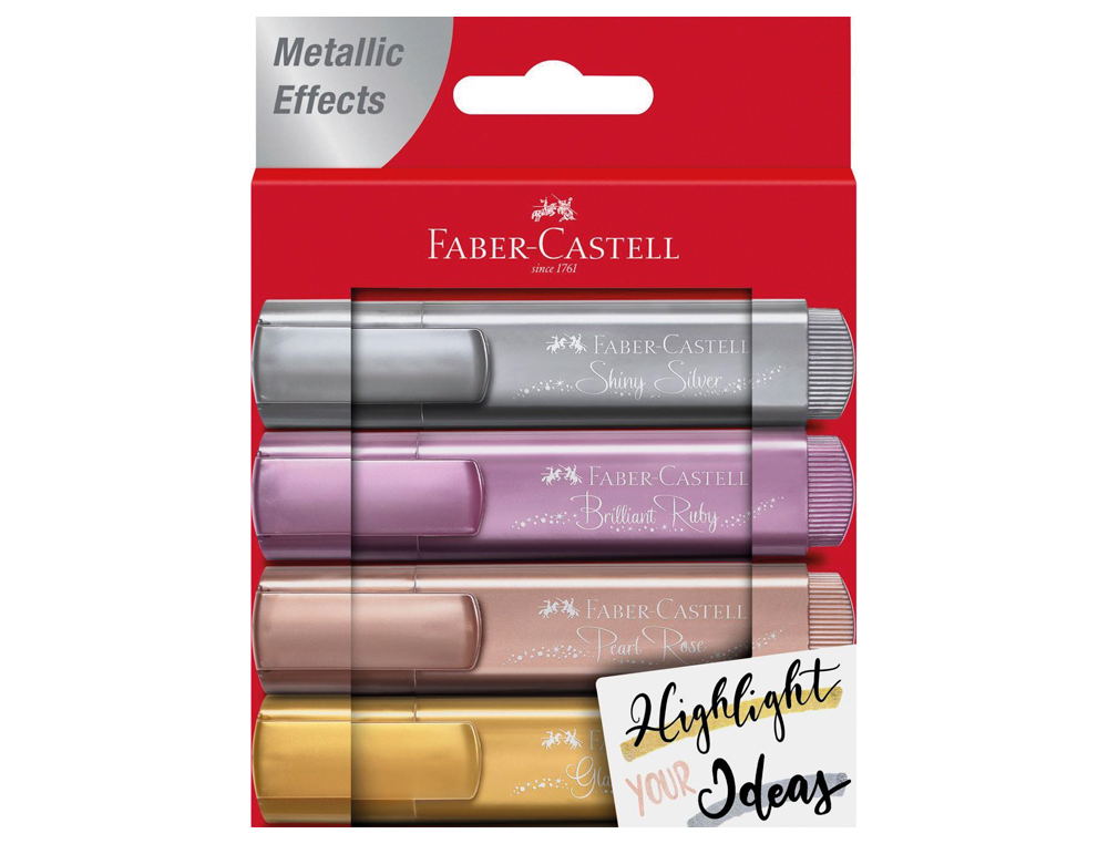 ROTULADOR FABER FLUORESCENTE TEXLINER 46 COLOR METALICO ESTUCHE 4 UNIDADES COLORES SURTIDOS