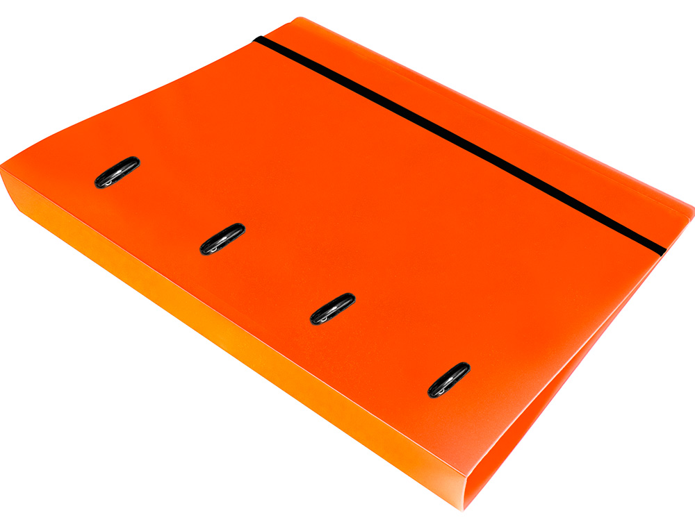 CARPETA CON RECAMBIO LIDERPAPEL A4 CUADRO 5MM 100 HOJAS 80G POLIPROPILENO 4 ANILLAS 25MM COLOR NARANJA