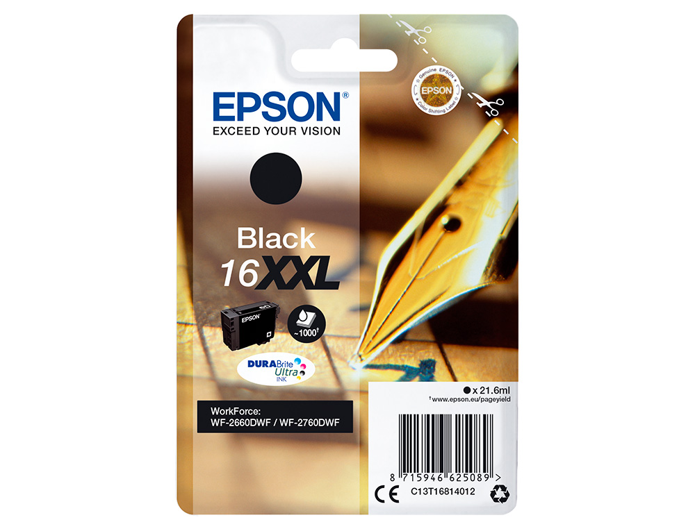 INK-JET EPSON NEGRO 16XXL WORKFORCE 2660DWF