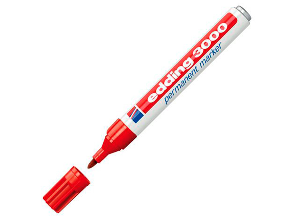 ROTULADOR EDDING MARCADOR PERMANENTE 3000 ROJO N.2 PUNTA REDONDA 1,5-3 MM BLISTER DE 1 UNIDAD