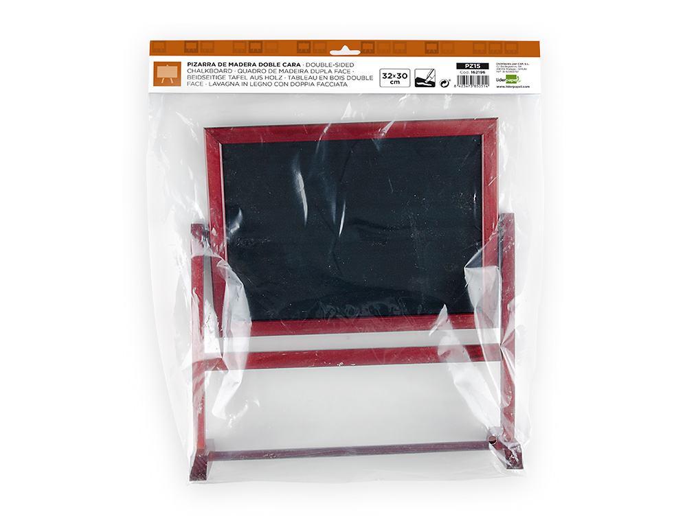 PIZARRA MARRON LIDERPAPEL PARA HOSTELERIA DOBLE CARA VOLTEABLE CON SUPERFICIE PARA ROTULADORES 32X30 CM