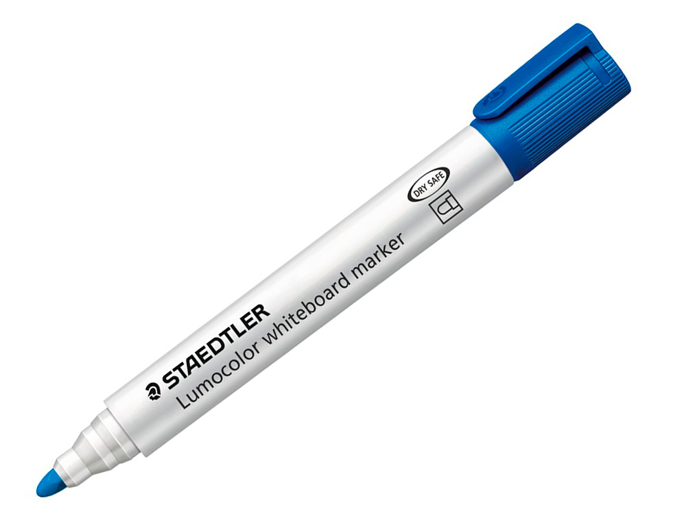 ROTULADOR STAEDTLER LUMOCOLOR 351 PARA PIZARRA BLANCA PUNTA REDONDA 2 MM RECARGABLE COLOR AZUL