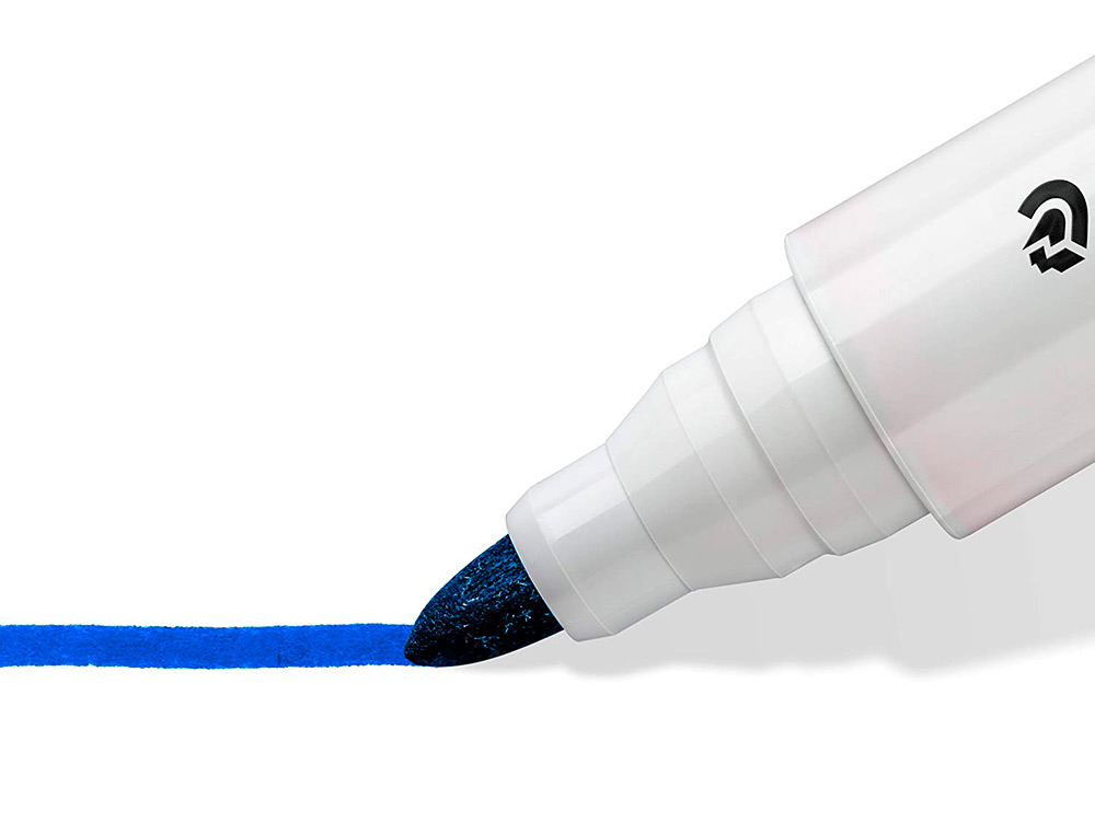 ROTULADOR STAEDTLER LUMOCOLOR 351 PARA PIZARRA BLANCA PUNTA REDONDA 2 MM RECARGABLE COLOR AZUL