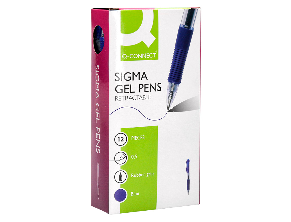 BOLIGRAFO Q-CONNECT SIGMA RETRACTIL CON SUJECION DE CAUCHO TINTA GEL 0,5 MM COLOR AZUL