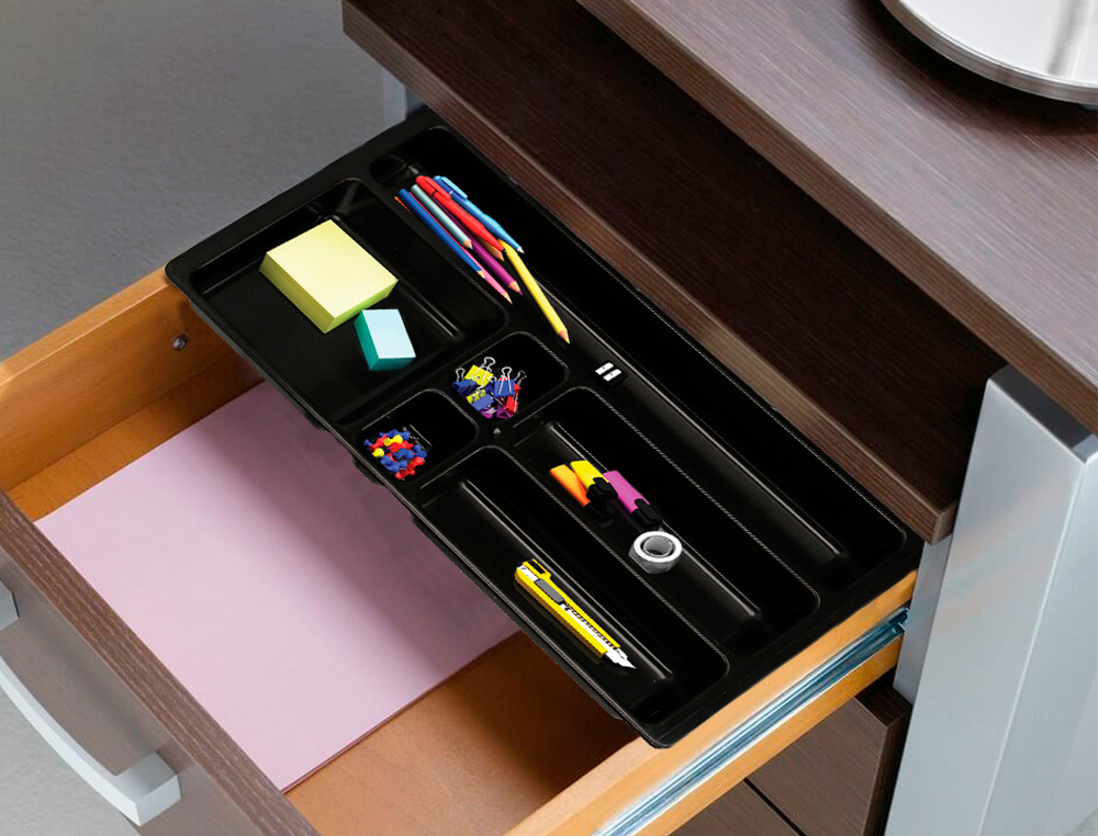 BANDEJA ORGANIZADORA Q-CONNECT DE CAJONES COLOR NEGRO 344X160X33 MM