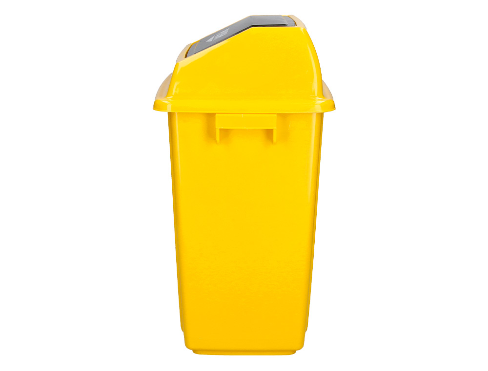 PAPELERA CONTENEDOR Q-CONNECT PLASTICO CON TAPA DE BALANCIN 58 LITROS AMARILLO 470X330X760 MM