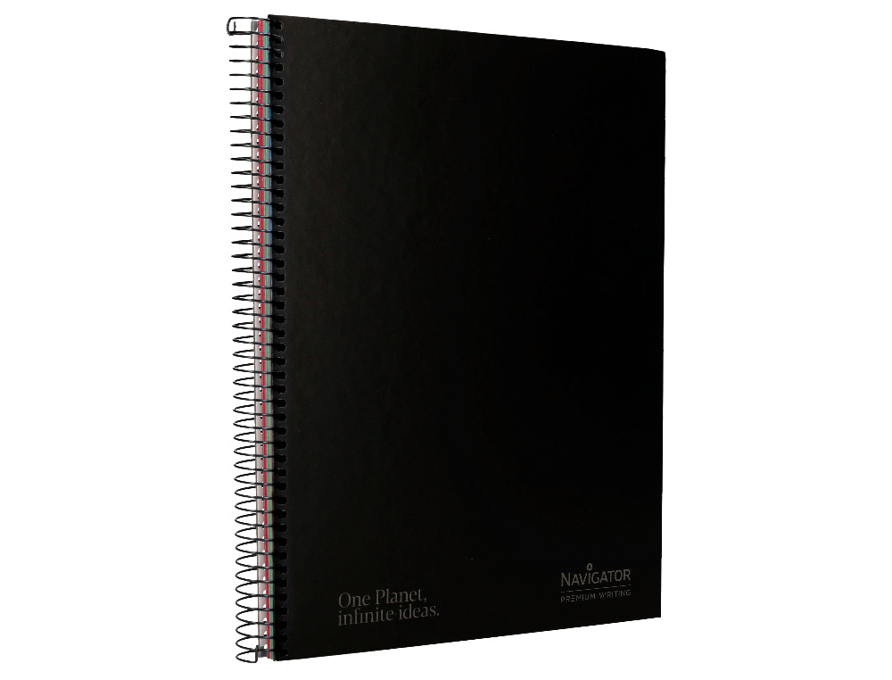 CUADERNO ESPIRAL NAVIGATOR A4 MICRO TAPA FORRADA 120H 80GR CUADRO 5MM 5 BANDAS 4 TALADROS COLOR NEGRO