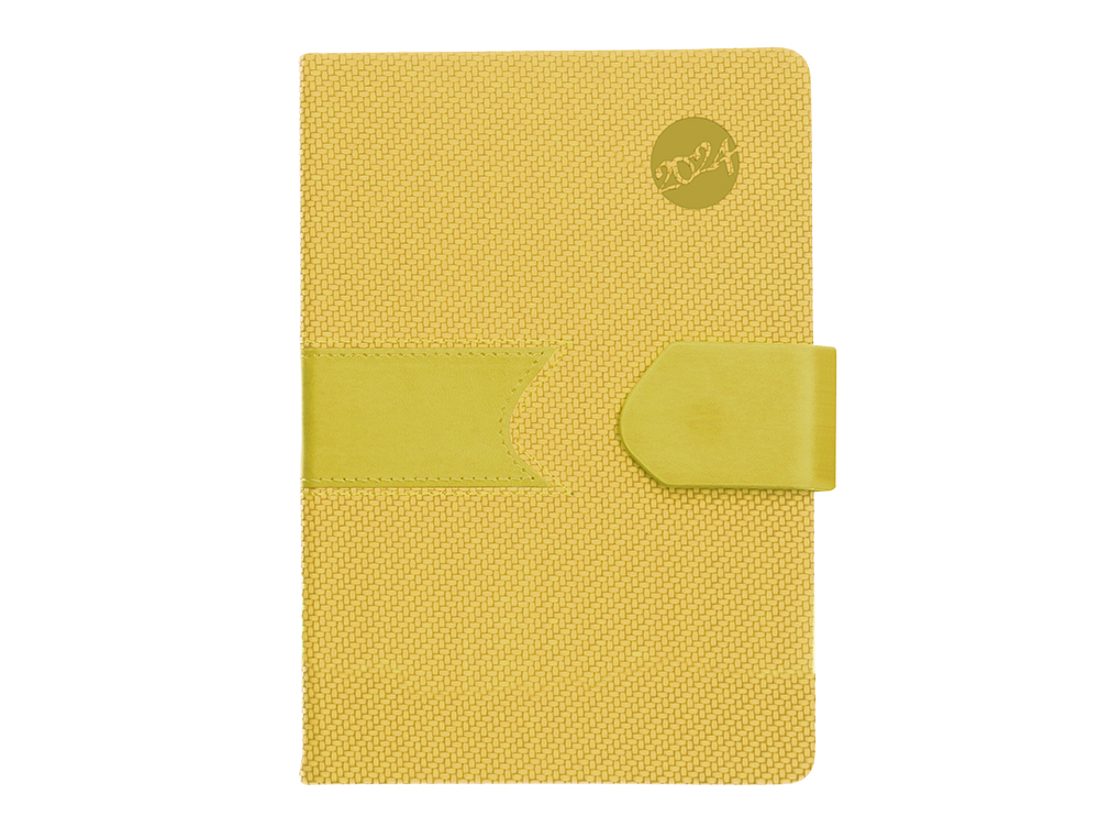 AGENDA ENCUADERNADA LIDERPAPEL LIDHOR 15X21 CM 2024 DIA PAGINA COLOR AMARILLO PAPEL 70 GR