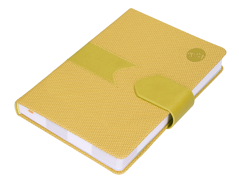 AGENDA ENCUADERNADA LIDERPAPEL LIDHOR 15X21 CM 2024 DIA PAGINA COLOR AMARILLO PAPEL 70 GR