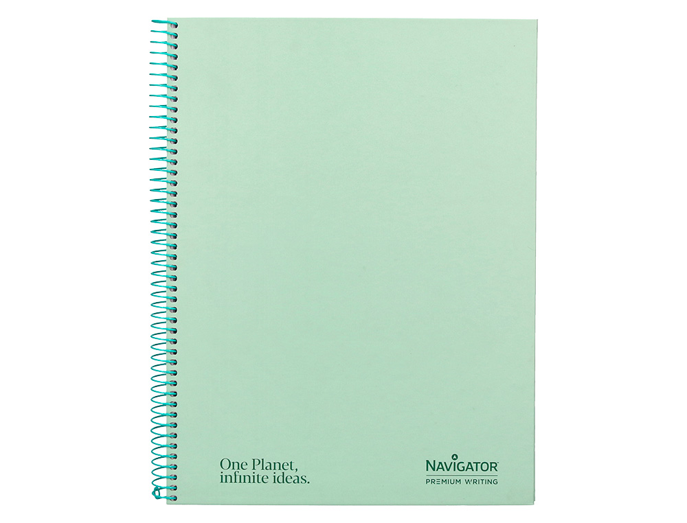 CUADERNO ESPIRAL NAVIGATOR A4 MICRO TAPA FORRADA 80H 80GR CUADRO 5MM 1 BANDA COLOR MENTA