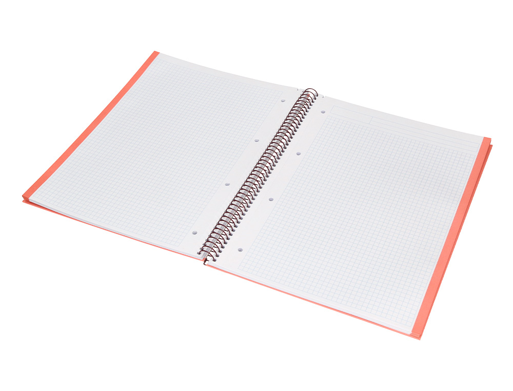 CUADERNO ESPIRAL NAVIGATOR A4 MICRO TAPA FORRADA 80H 80GR CUADRO 5MM 1 BANDA COLOR CORAL