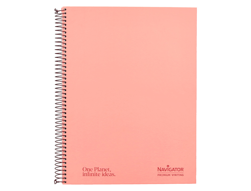 CUADERNO ESPIRAL NAVIGATOR A4 MICRO TAPA FORRADA 80H 80GR CUADRO 5MM 1 BANDA COLOR CORAL