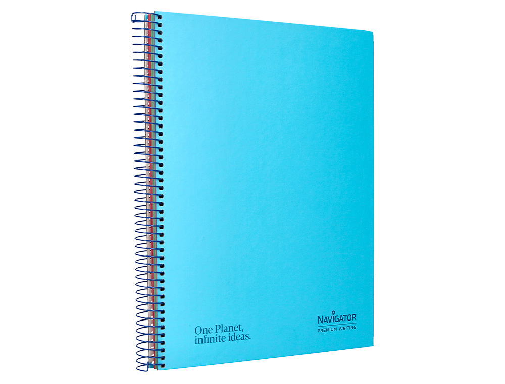 CUADERNO ESPIRAL NAVIGATOR A4 MICRO TAPA FORRADA 120H 80GR HORIZONTAL 5 BANDA 4 TALADROS COLOR CELESTE