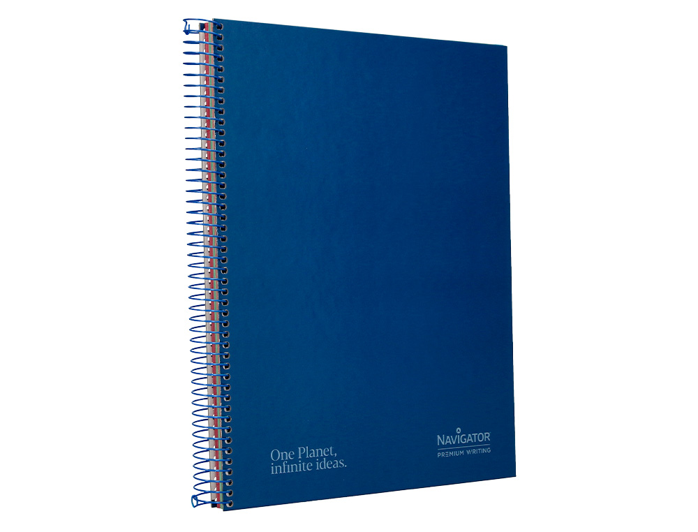 CUADERNO ESPIRAL NAVIGATOR A4 MICRO TAPA FORRADA 120H 80GR CUADRO 5MM 5 BANDAS 4 TALADROS COLOR AZUL MARINO