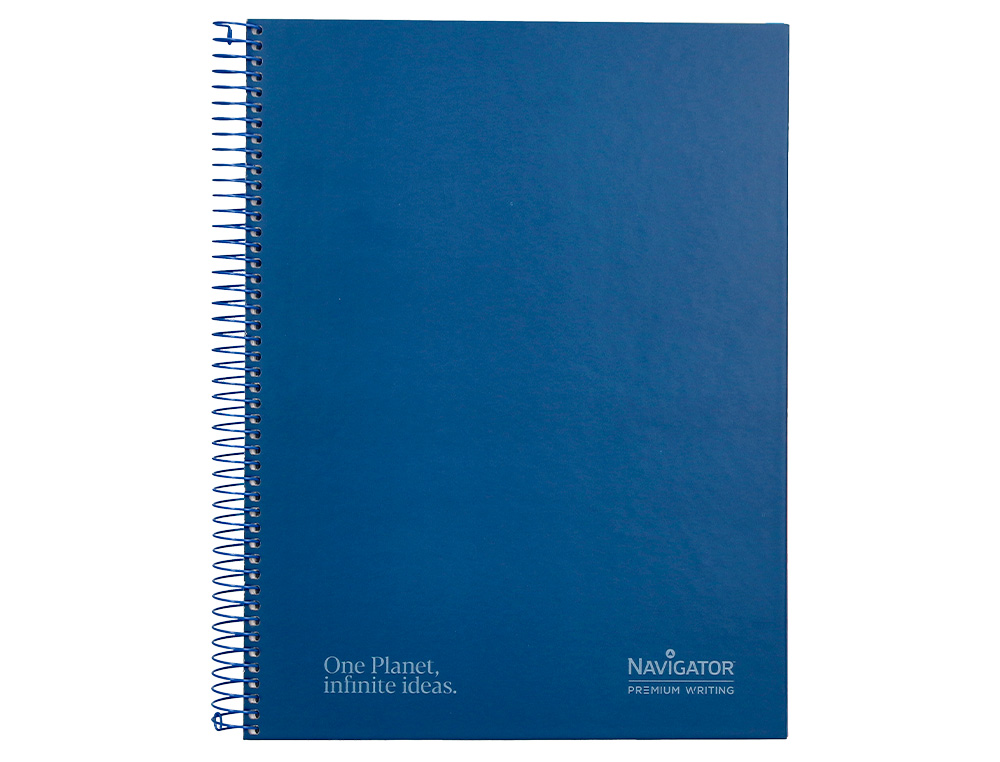 CUADERNO ESPIRAL NAVIGATOR A4 MICRO TAPA FORRADA 120H 80GR HORIZONTAL 5 BANDAS 4 TALADROS COLOR AZUL MARINO