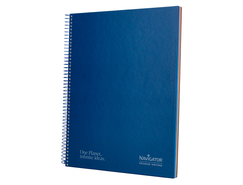 CUADERNO ESPIRAL NAVIGATOR A4 MICRO TAPA FORRADA 120H 80GR HORIZONTAL 5 BANDAS 4 TALADROS COLOR AZUL MARINO