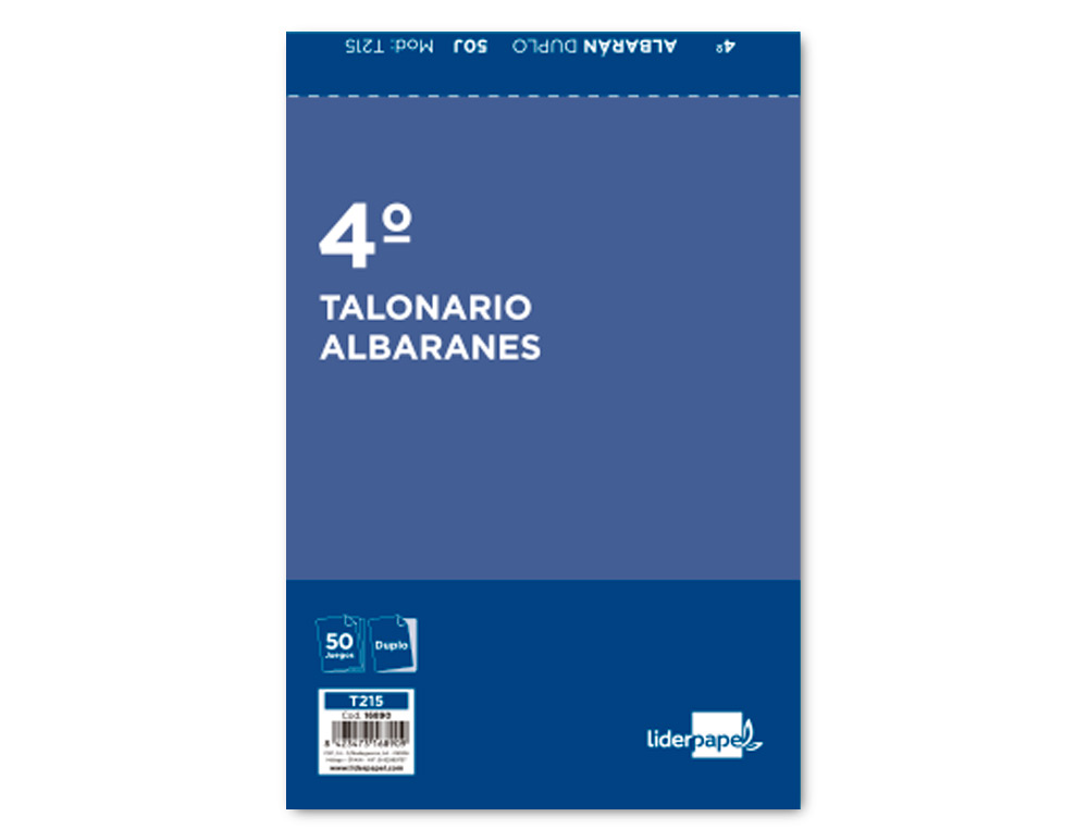 TALONARIO LIDERPAPEL ALBARAN CUARTO ORIGINAL Y COPIA T215