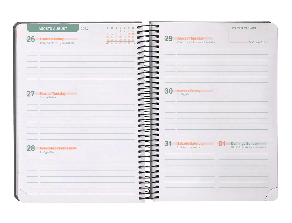 AGENDA ESCOLAR LIDERPAPEL AO 24 - 25 CURSO CLASSIC NEGRO 2 DAS PGINA A5