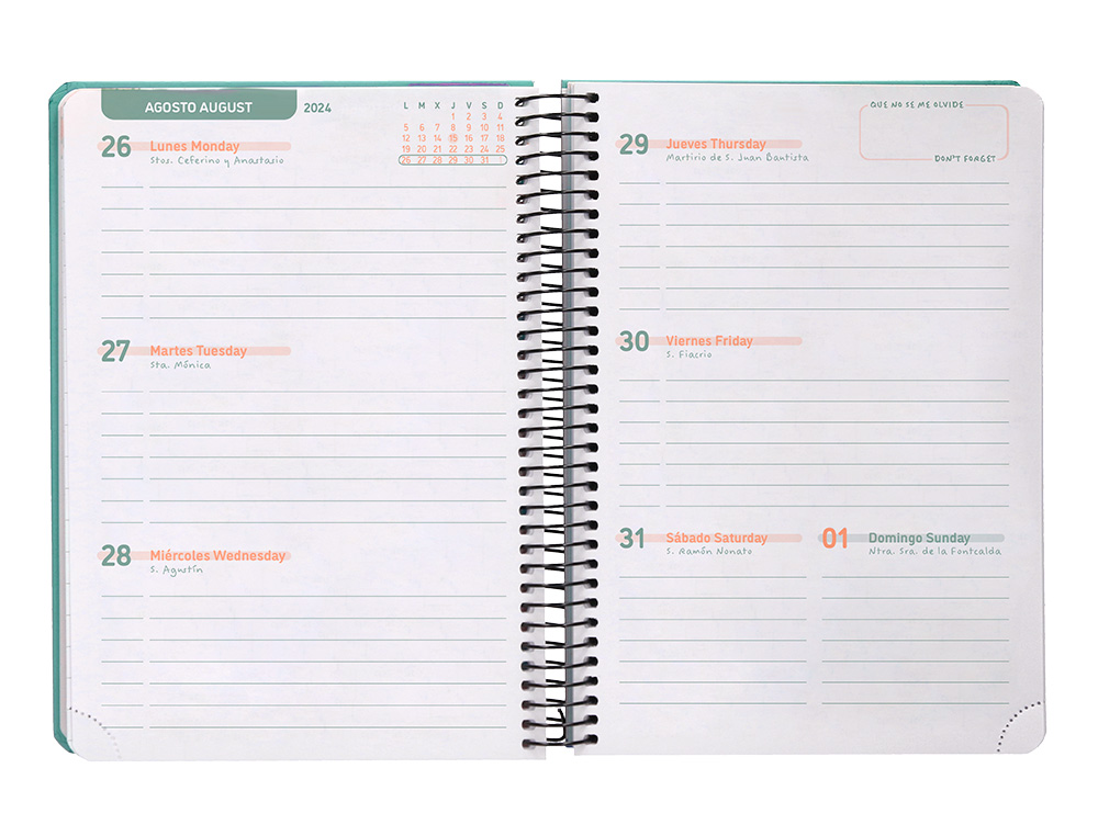 AGENDA ESCOLAR LIDERPAPEL AO 24 - 25 CURSO CLASSIC MENTA 2 DAS PGINA A5