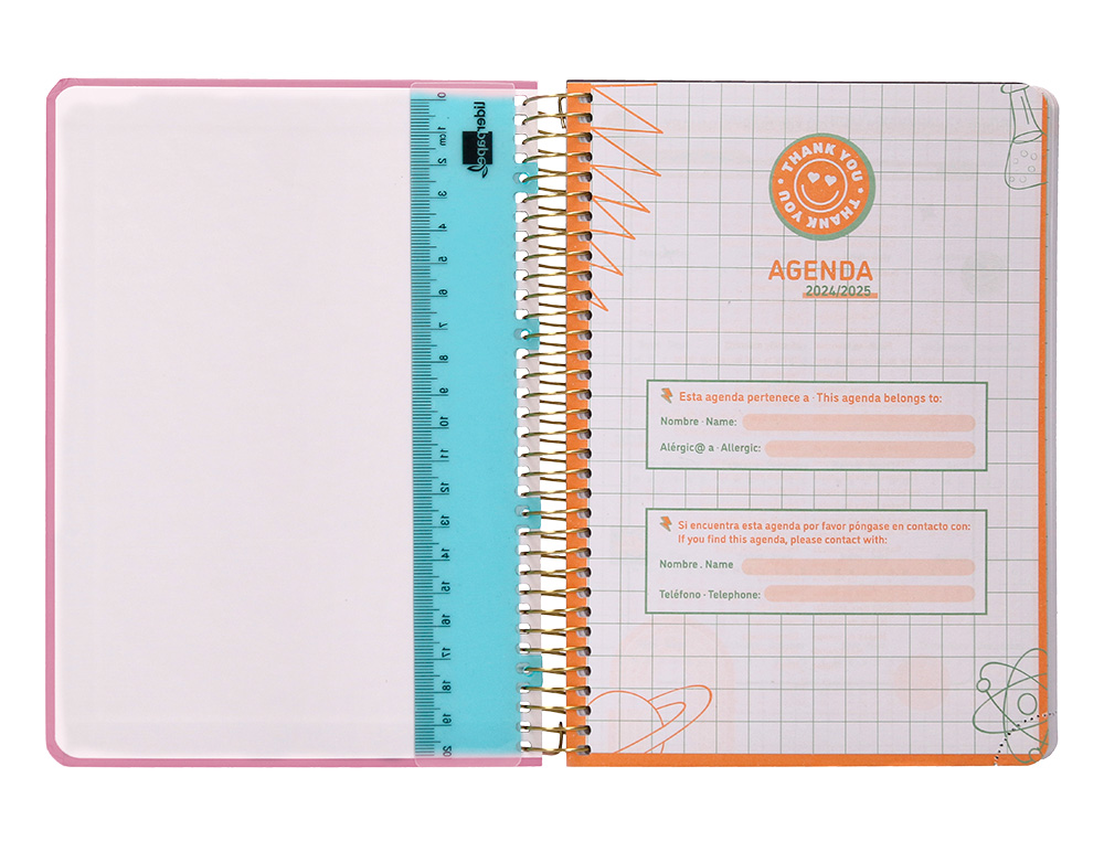 AGENDA ESCOLAR LIDERPAPEL AO 24 - 25 CURSO CLASSIC LINES ROSA DA PGINA A5