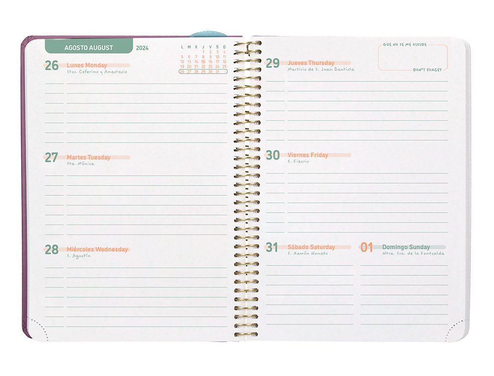 AGENDA ESCOLAR LIDERPAPEL AO 24 - 25 CURSO CLASSIC LINES MORADO SEMANA VISTA A5