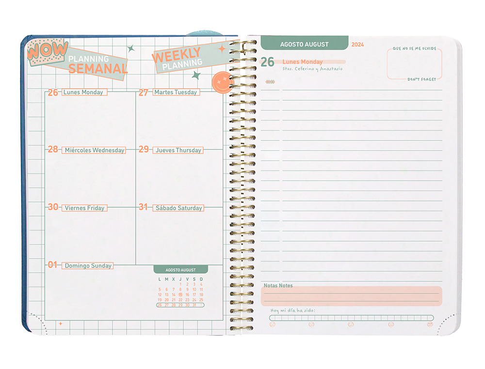 AGENDA ESCOLAR LIDERPAPEL AO 24 - 25 CURSO CLASSIC LINES AZUL DA PGINA A6