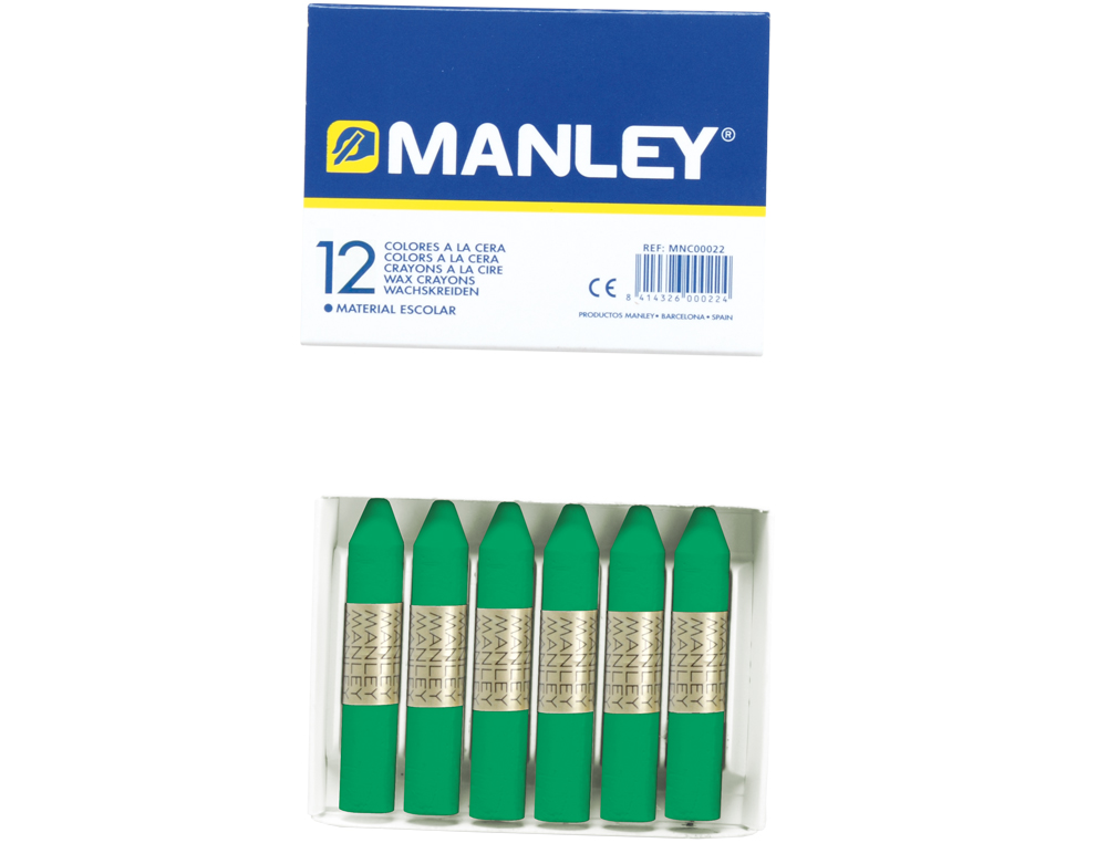 LAPICES CERA MANLEY UNICOLOR VERDE NATURAL N.21 CAJA DE 12 UNIDADES