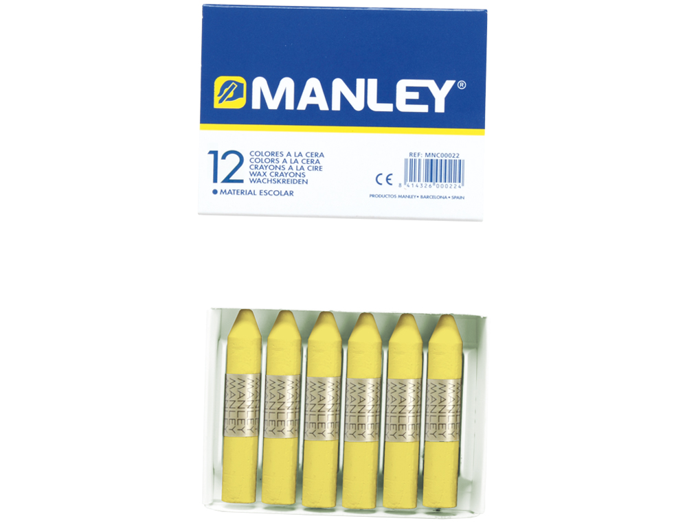 LAPICES CERA MANLEY UNICOLOR AMARILLO CLARO N.4 CAJA DE 12 UNIDADES