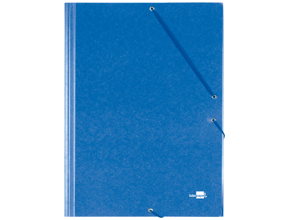 CARPETA LIDERPAPEL GOMAS FOLIO 3 SOLAPAS CARTON PRESPAN AZUL