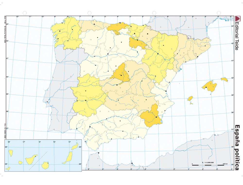 MAPA MUDO COLOR DIN A4 ESPAA POLITICO