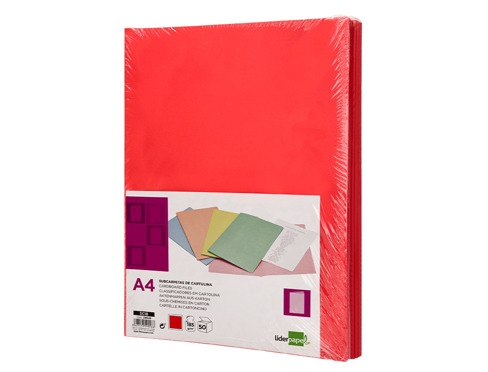 SUBCARPETA LIDERPAPEL DIN A4 ROJO INTENSO 180G/M2