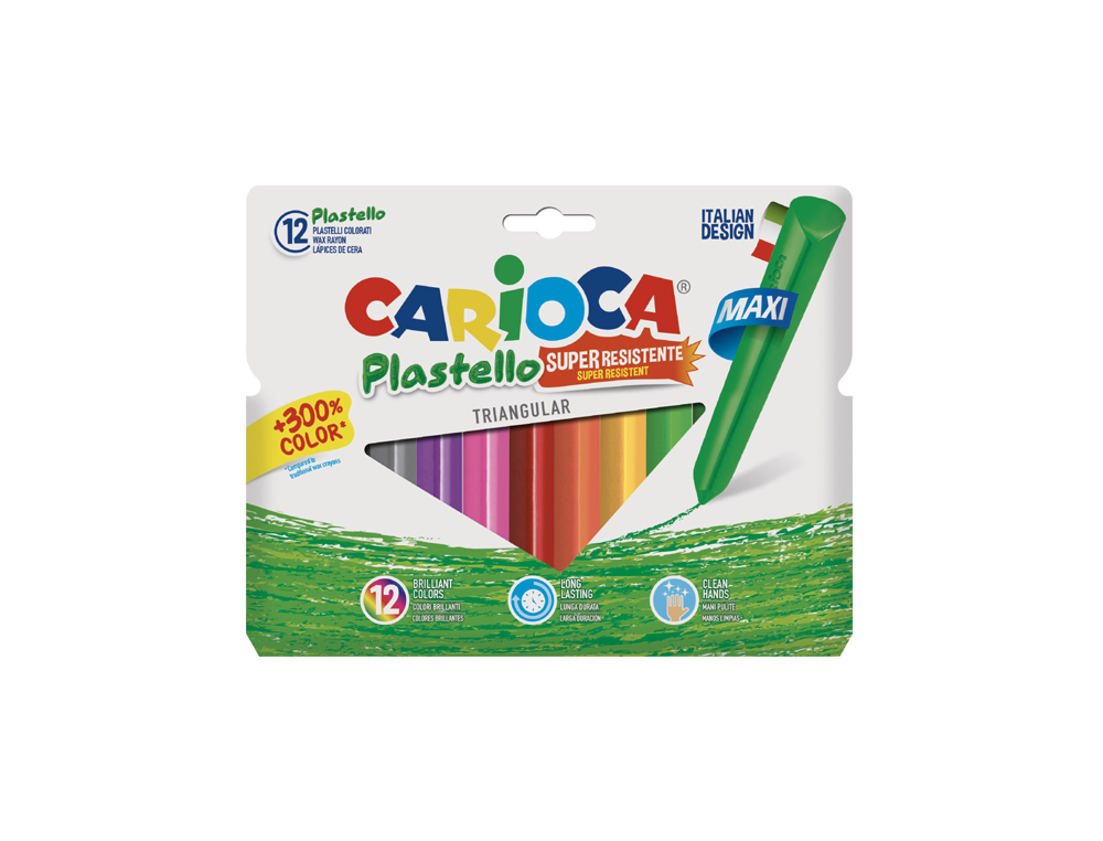 LAPICES CERA CARIOCA JUMBO TRIANGULAR CAJA DE 12 UNIDADESCOLORES SURTIDOS