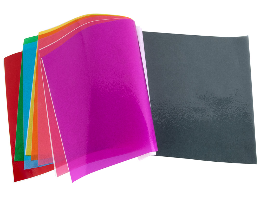 BLOC TRABAJOS MANUALES LIDERPAPEL CELOFAN 240X315MM 10 HOJAS COLORES SURTIDOS