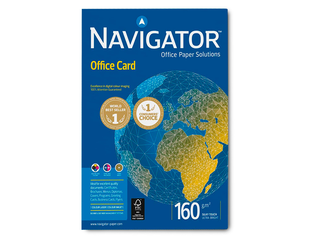 PAPEL FOTOCOPIADORA NAVIGATOR DIN A4 160 GRAMOS PAPEL MULTIUSO INK-JET Y LASER PAQUETE DE 250 HOJAS