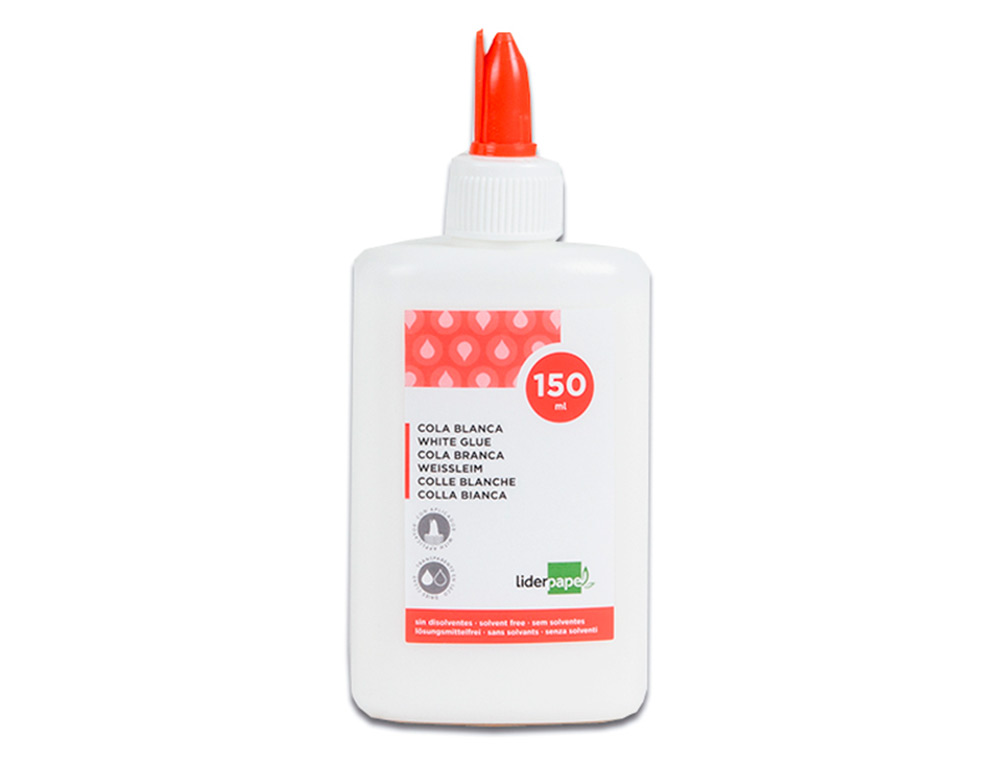 PEGAMENTO COLA BLANCA LAVABLE LIDERPAPEL BOTE DE 150 ML