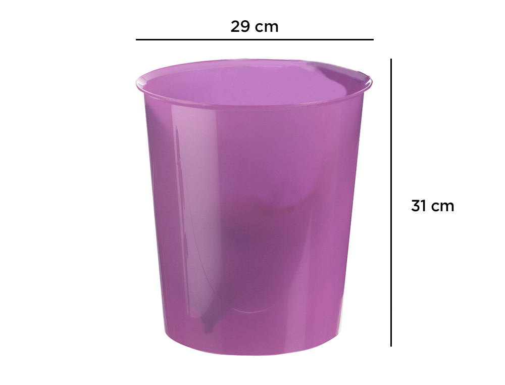 PAPELERA PLASTICO ARCHIVO 2000 VIOLETA TRANSLUCIDO 16 LITROS 290X310 MM