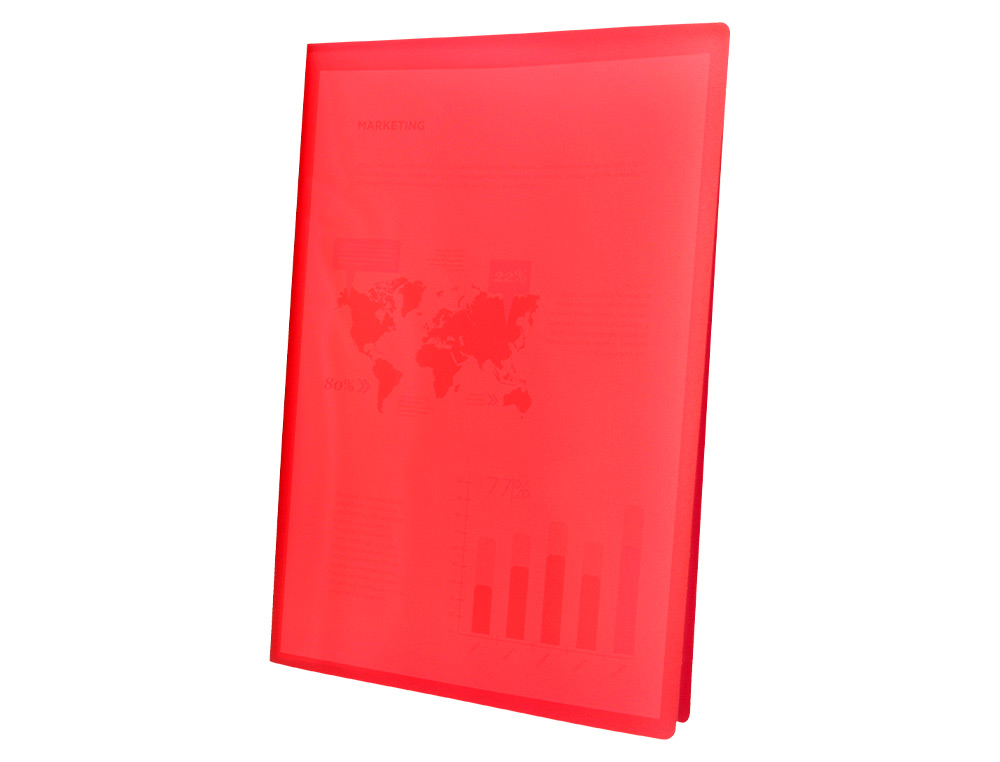 CARPETA LIDERPAPEL ESCAPARATE 47070 60 FUNDAS POLIPROPILENO DIN A4 ROJO TRANSLUCIDO