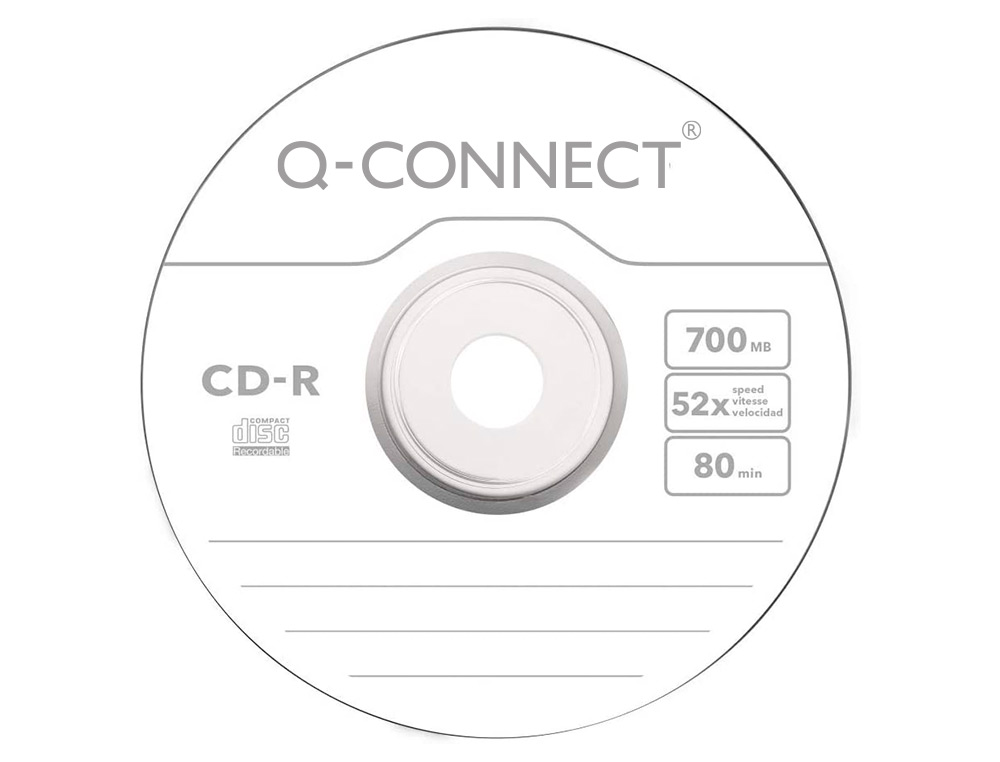 CD-R Q-CONNECT CAPACIDAD 700MB DURACION 80MIN VELOCIDAD 52X BOTE DE 25 UNIDADES