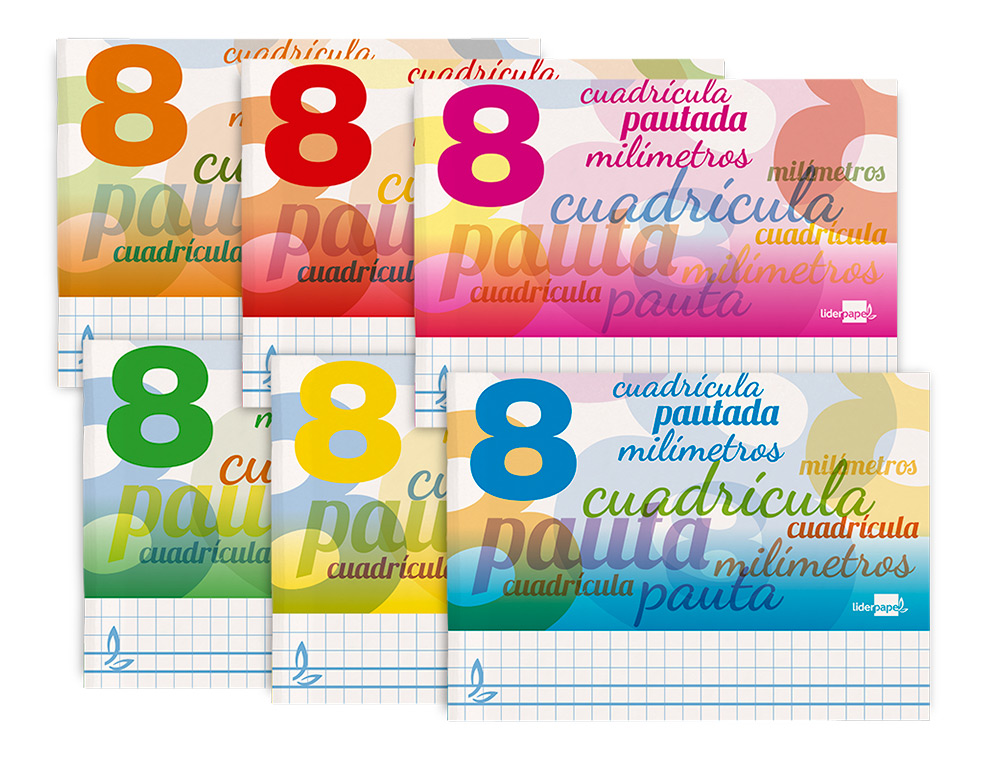 LIBRETA LIDERPAPEL PAUTAGUIA TAPA CARTONCILLO 32 HOJAS DIN A5 CUADRICULADO PAUTADO 8MM APAISADA 70 GR