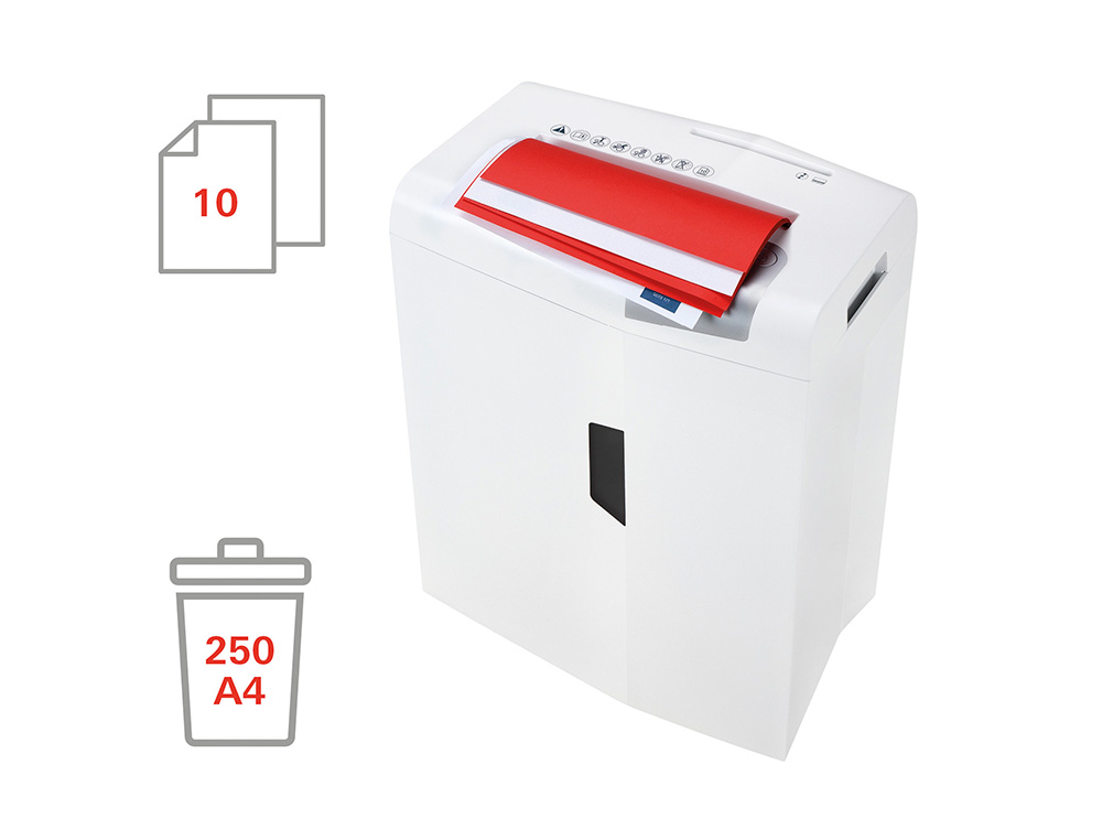 DESTRUCTORA DE DOCUMENTOS HSM SHREDSTAR X10 CAPACIDAD DE CORTE 10H EN PARTICULAS DESTRUYE GRAPAS CLIPS CD Y TARJETAS